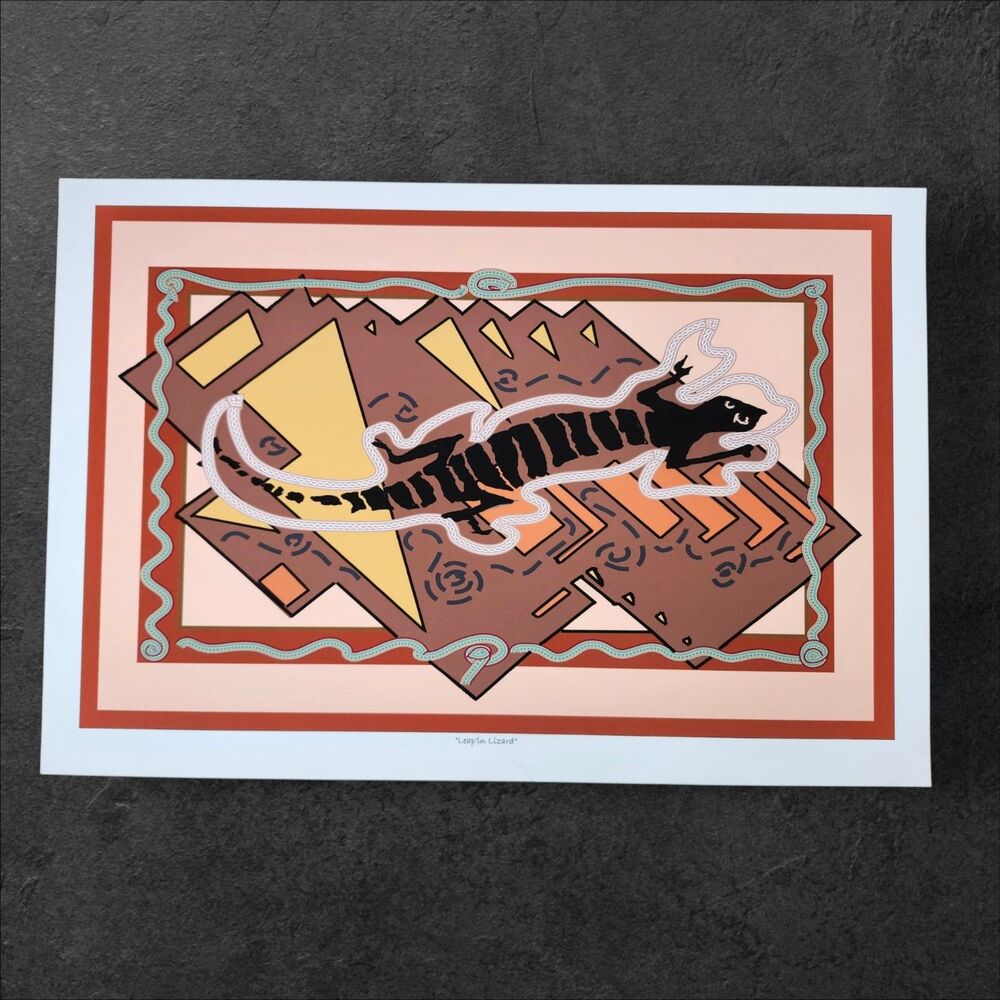 Shirley A. Jeane "Leap'in Lizard" Signed Southwest Reptile Art Print Folk Art - Picture 2 of 7